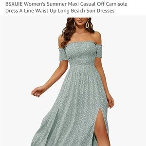 Women's Off-Shoulder Maxi Dress in Light Green